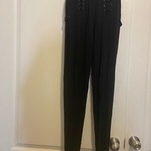 POL Elegant Black Leggings with Buckle Detail